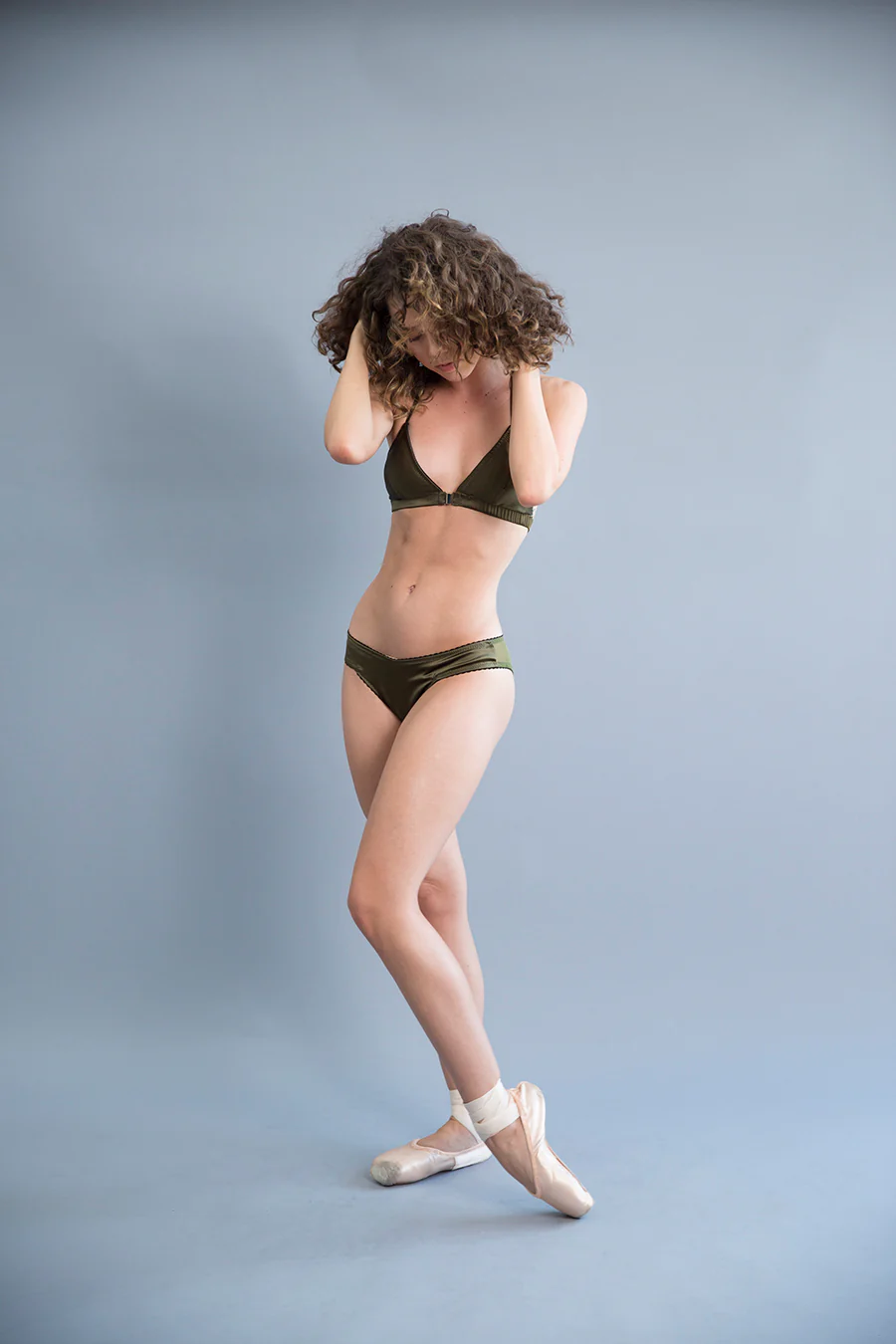 Devon Silk Bralette Olive - Image 3
